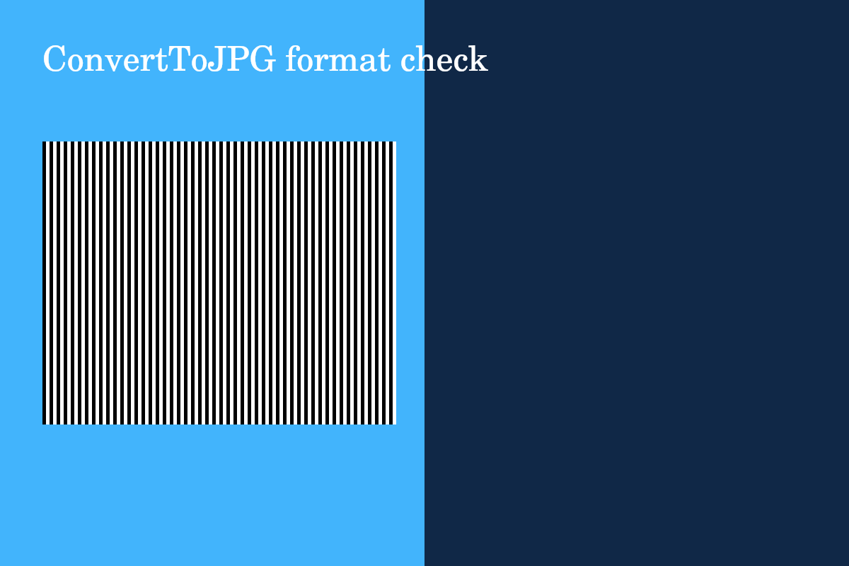 Test chart with blue blocks, text and alternating narrow stripes